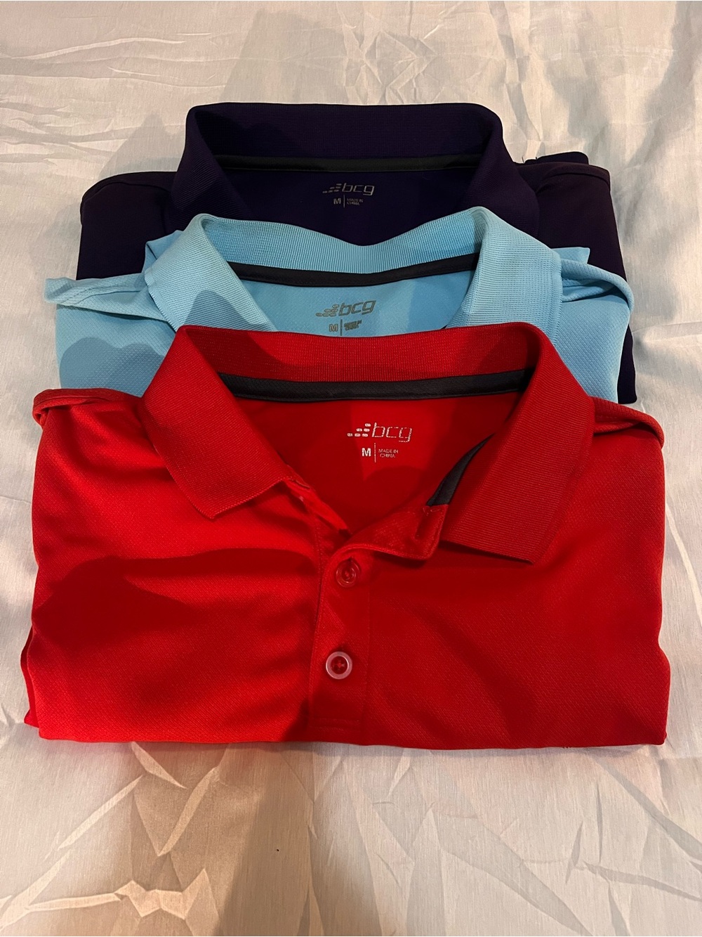 bcg Men's Polo Shirt Pack - Red, Light Blue & Navy